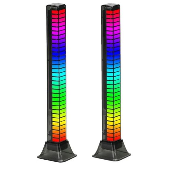 【2点入り RGB連動】LED 卓上 RGB雰囲気ライト ゲームライト 音楽連動 音声同期 パソコン車用 居間用 ゲーム 間接照明