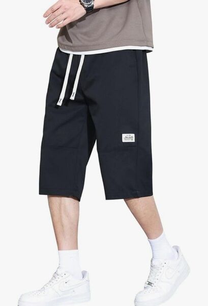 サルエルパンツ メンズ ハーフパンツ 7分丈 夏 薄手 ワイドパンツ おしゃれ ゆったり 大きいサイズ