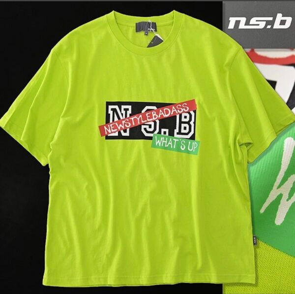 ns.b ニコル ボックスロゴ ビッグシルエット Tシャツ グリーン 春夏 エヌエスビー NICOLE クルーネック 半袖 丸首