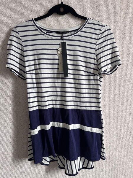Tシャツ ネイビー ボーダー 半袖 レディース ビバーナム 丈長め M カットソー 白 タグ