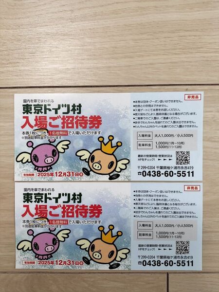 2枚【24時間以内発送】東京ドイツ村 ドイツ村 2025/12/31まで