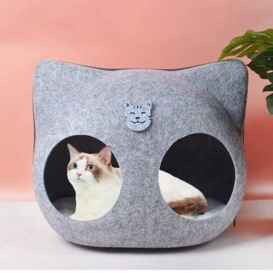 猫ハウス 猫ベッド キャットハウス 四季通用 ペット寝袋 通気性 お昼寝 おしゃれ かわいい 小動物用 ペット用品 ライトグレー
