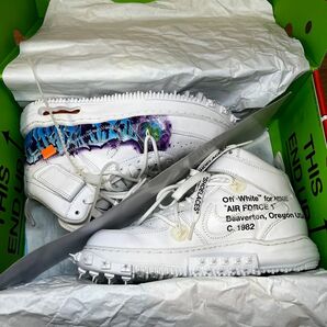 美品 オフホワイト ナイキ エアフォース1 ミッド グラフィティ 25.5センチ