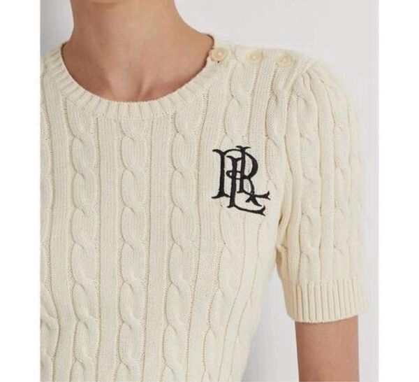 完売 現行 RALPH LAUREN ラルフローレン ロゴ ケーブル ニット ホワイト