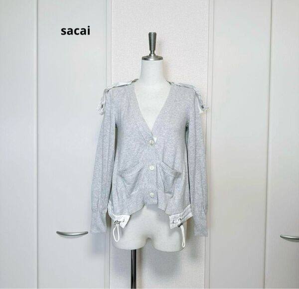 レア sacai サカイ フード フーディー パーカー カーディガン カシミヤ