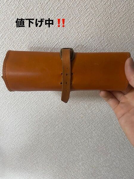 革製ロールペンケース ブラウン【値下げ中!】