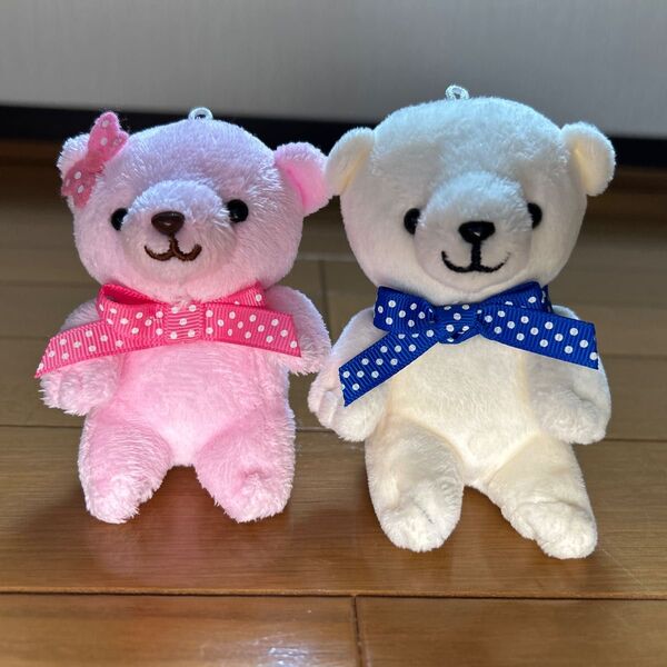 北海道 クマ ぬいぐるみ 2個セット ピンク&白