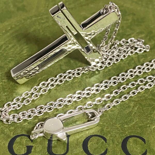 GUCCI 新品同様品 G刻印クロスネックレス 極美品 925シルバー