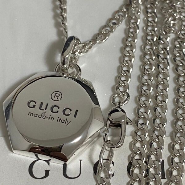GUCCI 新品同様品 ヘキサゴンGシルバーネックレス 極太 純正喜平チェーン