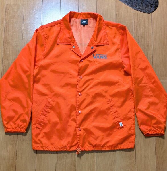 【美品】VANS バンズ コーチジャケット ウインドブレーカー ナイロンジャケット 橙 オレンジ サイズ M メンズ