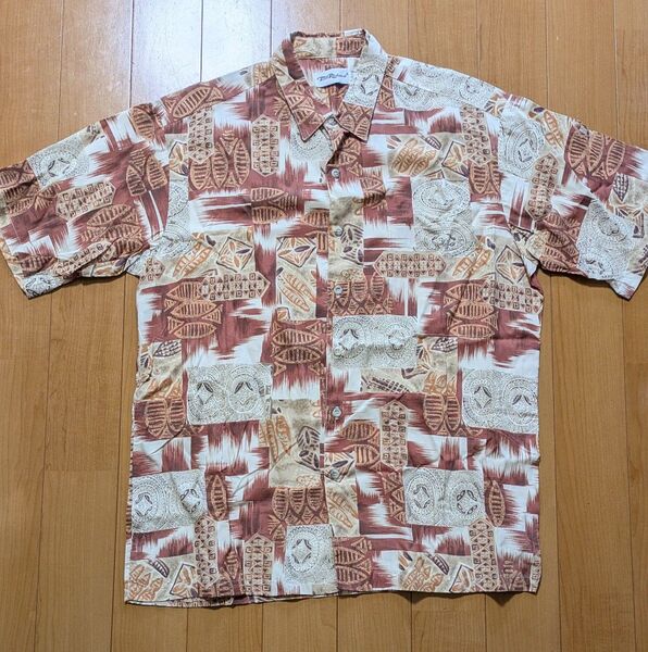 【美品 レア】TORI RICHARD トリリチャード アロハシャツ 総柄 レーヨン Made in USA サイズ L メンズく