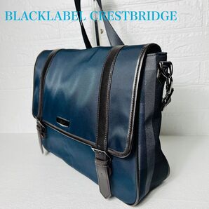 【美品】ブラックレーベルクレストブリッジ メッセンジャーバッグ チェック ネイビー