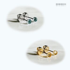 スカイブルートパーズ/シトリン 極小ピアス(3mm) 2点セット