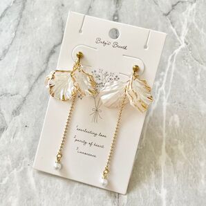 ピアス ホワイト×ゴールド ウエディング