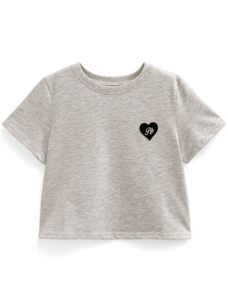 ハートワッペンショート丈Tシャツ