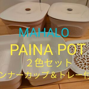 値下げ!可愛いくてオシャレな保存容器!米びつにも◎MAHALO マハロ パイナポット 2色セット インナーカップ&トレー付き