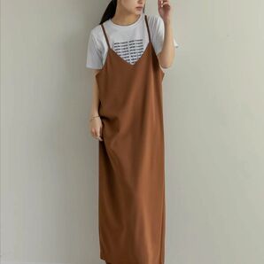 Re:EDIT タグ付未使用ジョーゼットポンチロングキャミワンピース ブラウン オールシーズン