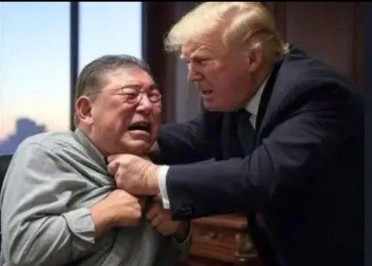 トランプvs石破茂 Tシャツ 政治 パロディ おもしろ ブラックジョーク ユーモア ユーモラス シニカル 黒 ブラック 春 夏