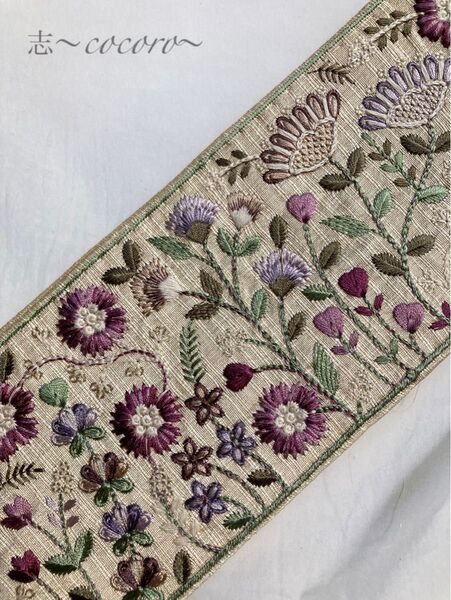 SALE インド刺繍リボン 50cmカット 刺繍 エスニック 刺繍リボン ハンドメイド リボン お花