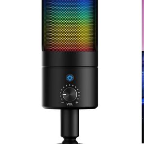 コンデンサーマイク PC用ワンタッチミュート ヘッドホン接続可 YouTubeライブ配信 web会議 ゲーム実況 LEDライト付き