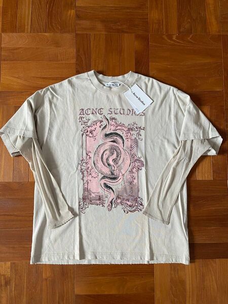 Acne Studios アクネ レイヤードプリント 長袖Tシャツ