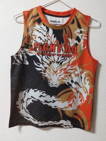 美品 ラディカルフィットネス ドラゴン タンクトップ ノースリーブシャツ スポーツウエア フィットネス ジム オレンジ XS