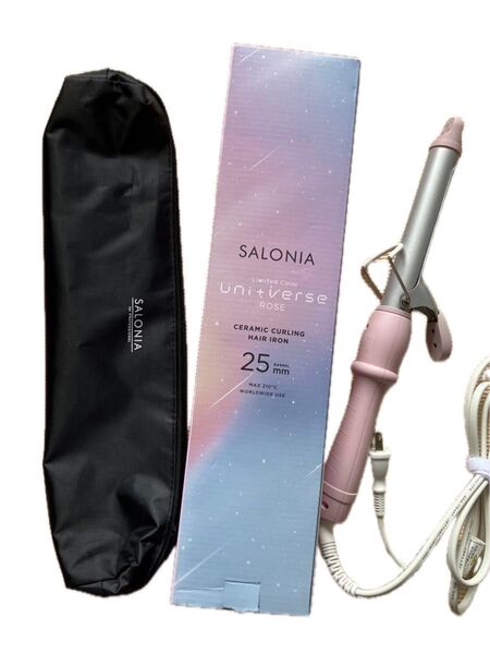 SALONIA ユニバース セラミックカールヘアアイロン 25mm ローズ