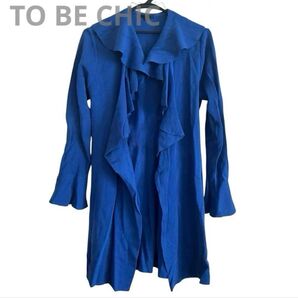 TO BE CHIC トゥービーシック フリル ロング カーディガン ウエストベルト付き ブルー 青