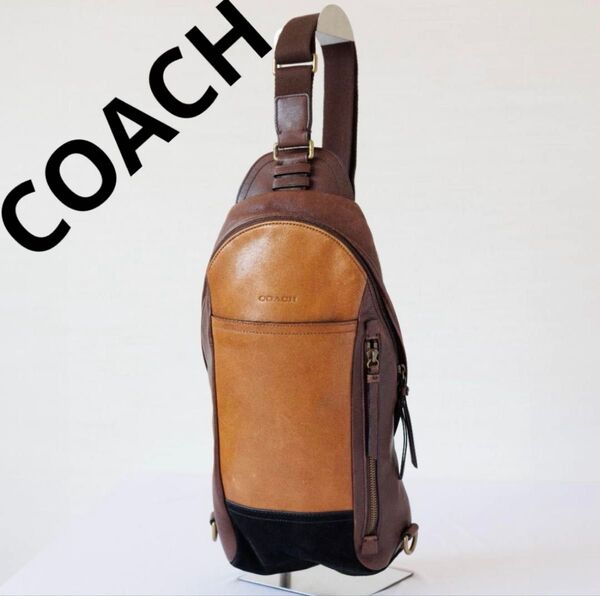 コーチ COACH レザー ボディバッグ ブリーカー カラーブロック スリングバッグ 70796 キャメル ワンショルダーバッグ