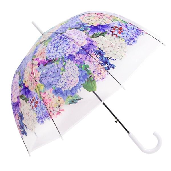 ビニール傘 ジャンプ傘 紫陽花 フラワー 長傘 雨傘 綺麗 大人可愛い