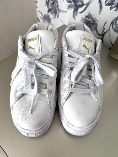 PUMA カリ ウェッジ ウィメンズ スニーカー 厚底 WHITE 24cm
