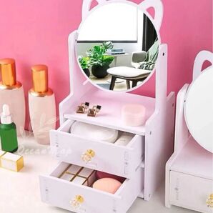 猫耳メイクミラー 2段ボックス Happy Cat MakeUp Box メイク make 化粧台 美容