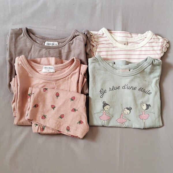 petit main 他 90サイズ 4セット Tシャツ 女の子 トップス 半袖
