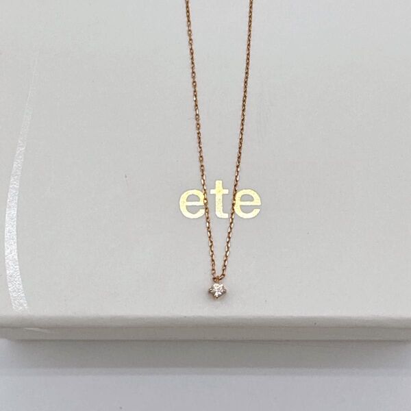 eteエテ K10 1粒ダイヤモンド ネックレス ピンクゴールド