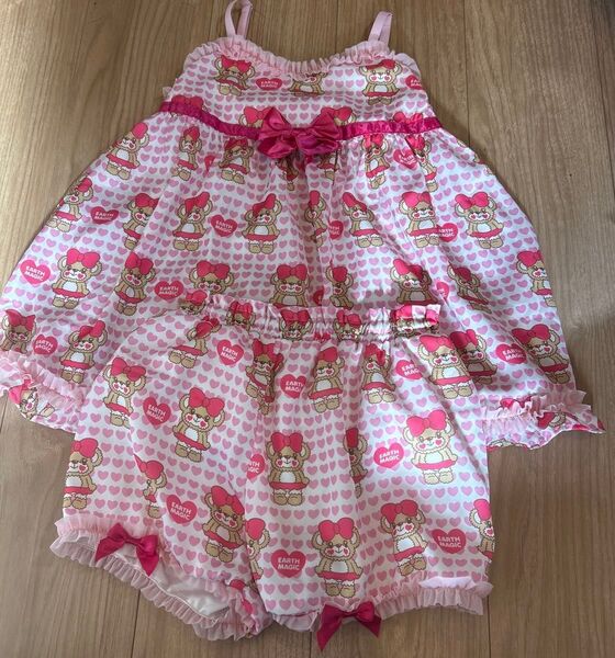 新品未使用 アースマジック セットアップ 140センチ リボン 女の子 子供服 キッズ