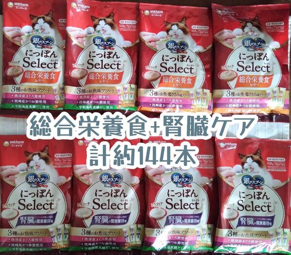 銀のスプーン三ツ星グルメ とろリッチ総合栄養食+腎臓ケア 計約144本★猫のおやつ