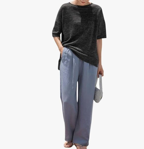 24SS URBAN RESEARCH DOORS アーバンリサーチドアーズ リネン混イージーパンツ ブルー