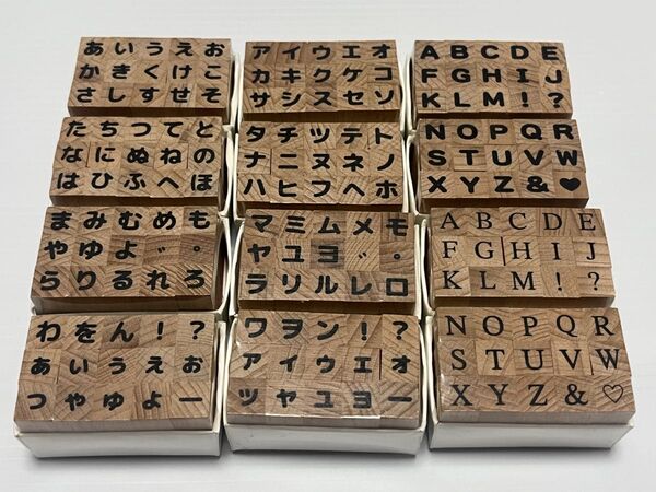 セリア ラバースタンプ ひらがな、カタカナ、アルファベット大文字 12点