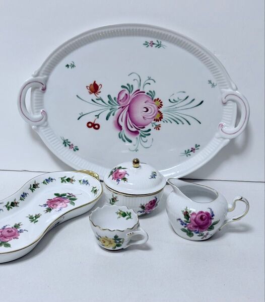 ROYAL ARDEN シュガーポット&ミルクピッチャー セット&トレー2品 黄色薔薇 全5品 食器