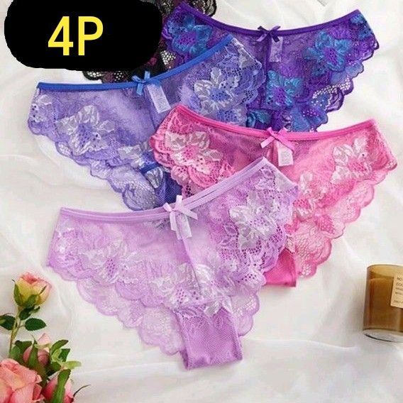 セクシーパンティー レースショーツ エロ可愛い スケスケ 花柄 リボン飾り 日本サイズ3L