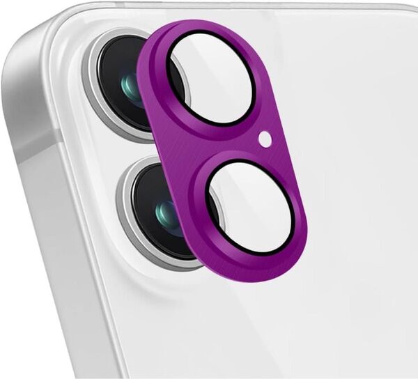 パープル カメラフイルム iPhone16 /16plus用 9H強化ガラス 耐衝撃 傷防止 露出オーバー防止 カメラ保護フィルム
