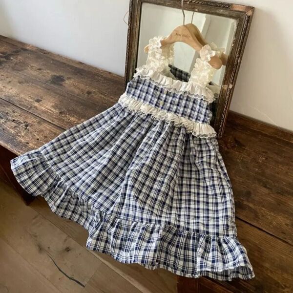 anneshirley ワンピース 夏服 新品未使用 チェック キッズ Sサイズ