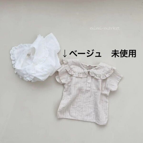 mimi market ベージュ ブラウス トップス ベビー服 夏服 半袖 半袖ブラウス
