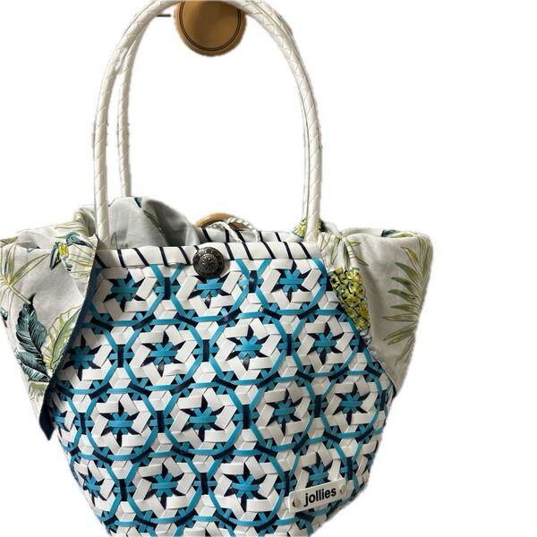 (美品)jollies ハンドメイド PPバンドバッグ プラカゴ カゴバック 夏