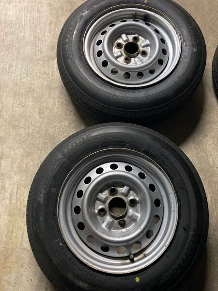 ブリヂストン ネクストリー 夏タイヤ 155/80r13スチールホイール 5j PCD100 4H 2本