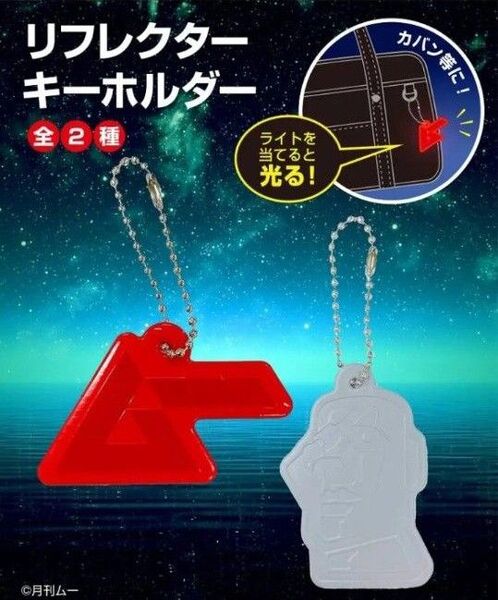 新品 月刊ムーリフレクターキーホルダー 全2種セット モアイ像 反射板 セリア 超能力 超常現象 古代文明 都市伝説 UFO