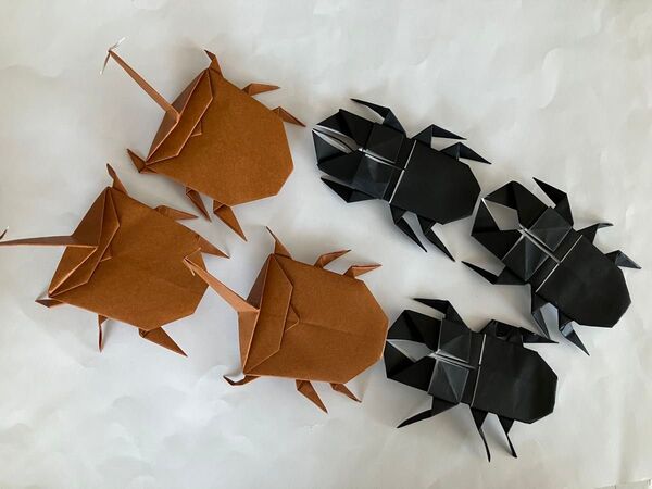 ハンドメイド 折り紙 カブトムシ クワガタムシ 6匹 壁面飾り 幼稚園 施設 保育園 プレゼント まとめ購入120円引き