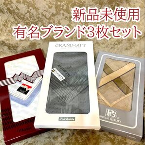 新品 未使用 高級ブランド ハンカチ3枚セット 送料込送料無料 紳士 チェック柄 ピエールカルダン ザノベッティ