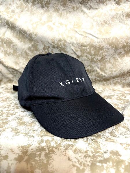 美品 xgirl キャップ 大人用 エックスガール 帽子 黒 cap ブラック ロゴ刺繍 x-girl