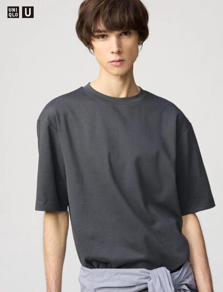 UNIQLO U エアリズムコットンオーバーサイズTシャツ M ダークグレー